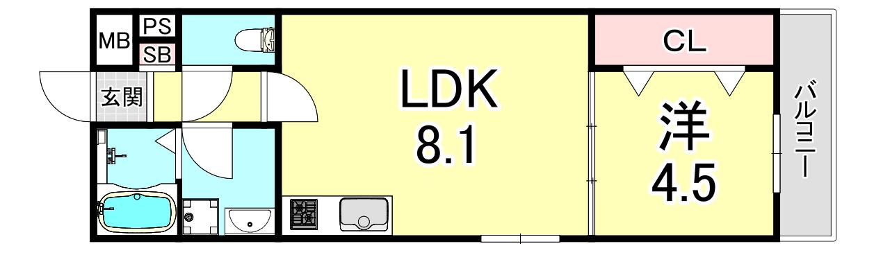 ジーメゾン平磯(1LDK/1階)の間取り写真