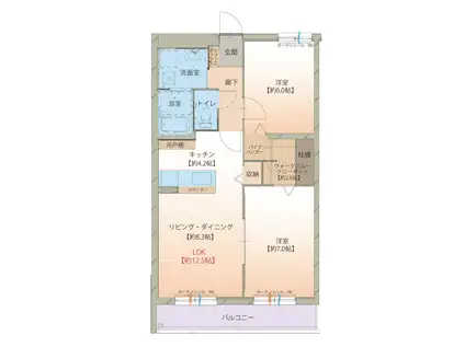 HAPPYTOWN160(2LDK/3階)の間取り写真