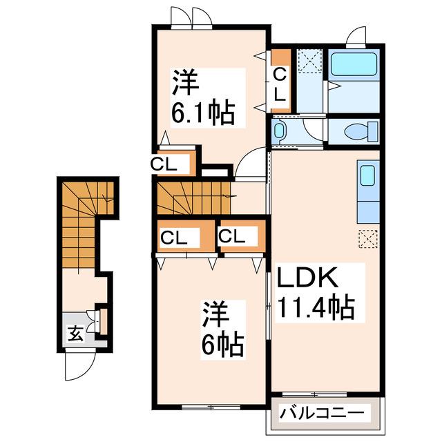 グレイス VILLA II(2LDK/2階)の間取り写真