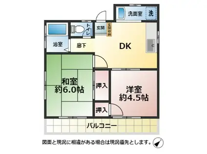 本村荘(2DK/2階)の間取り写真