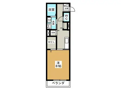 ドルチェ磐田二之宮(1K/1階)の間取り写真