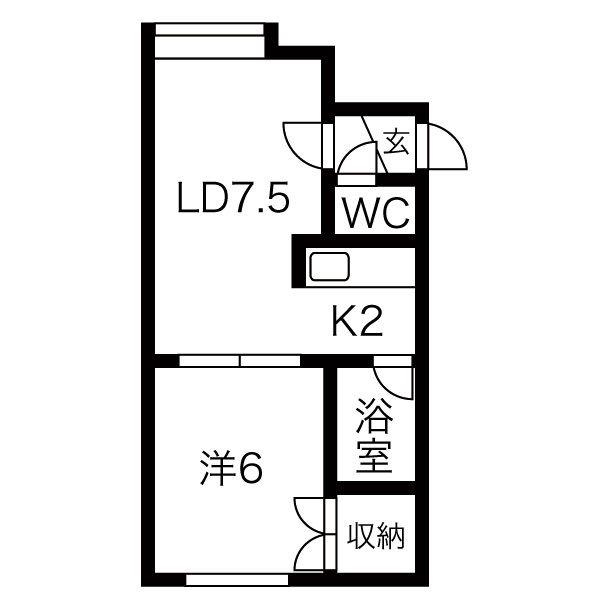 Eフラット(1LDK/3階)の間取り写真