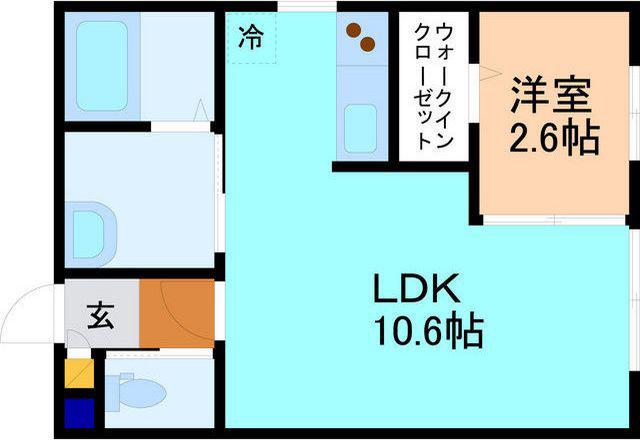 J-CREST東兼六 B棟(1LDK/2階)の間取り写真