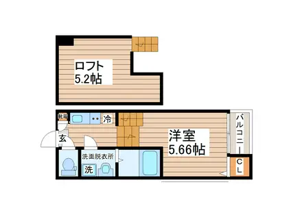 リュミエ萩野町(1K/1階)の間取り写真