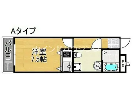 アバンサール遠里小野(1K/3階)の間取り写真