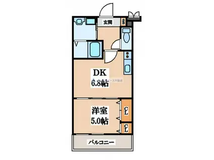 フジパレスフィオーレ八戸ノ里(1DK/2階)の間取り写真