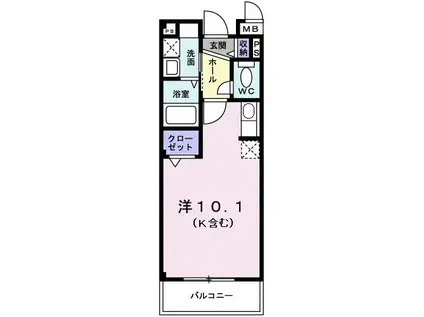 レジデンスひらお(ワンルーム/2階)の間取り写真