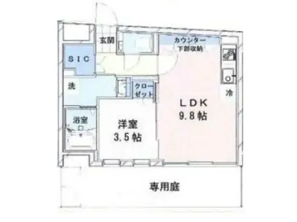 DORF上目黒(1LDK/地下階)の間取り写真