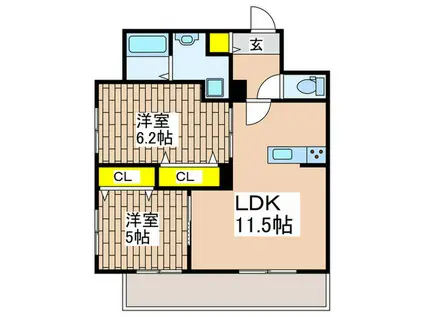 PACE FUJISAWA(2LDK/4階)の間取り写真