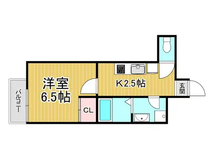 ディアさくら夙川(1K/3階)の間取り写真