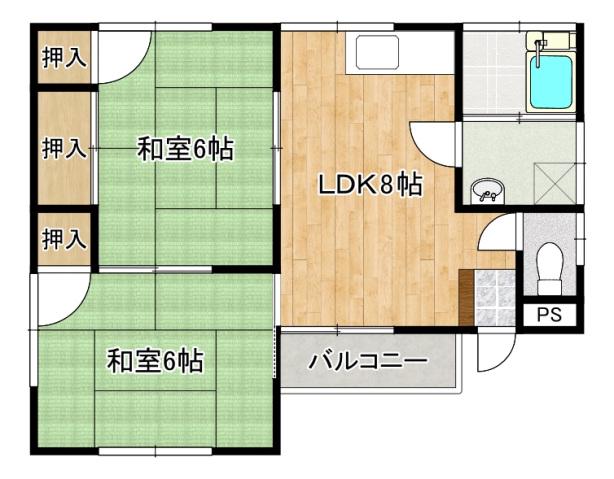 三宅第七アパート(2DK/2階)の間取り写真