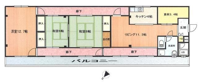 ドミノ箱根マンション(3SLDK/5階)の間取り写真