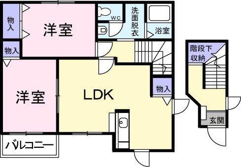 ヴィア・ラッテアA棟(2LDK/2階)の間取り写真