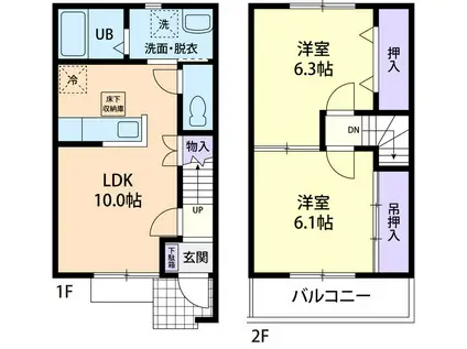 上越新幹線 本庄早稲田駅 徒歩18分 2階建 築11年(2LDK/1階)の間取り写真