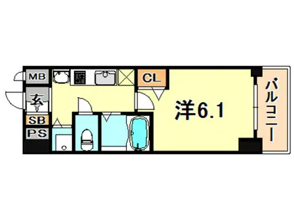 LALA PLACE三宮東アスヴェル(1K/7階)の間取り写真