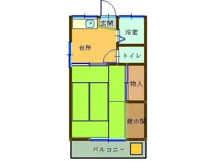 海老塚荘(1K/2階)の間取り写真