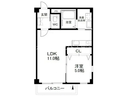 フェリオ玉出(1LDK/3階)の間取り写真