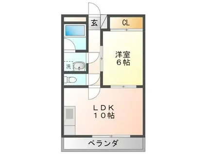豊川ハイム(1LDK/4階)の間取り写真