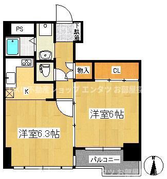 ベルソーレ支倉(2K/3階)の間取り写真