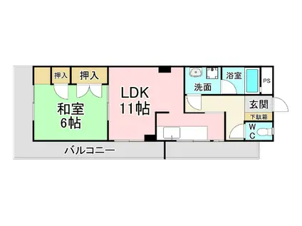 グランドハイツ赤坂(1LDK/4階)の間取り写真