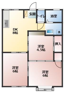 タカハシハイツ2号棟(3DK/1階)の間取り写真