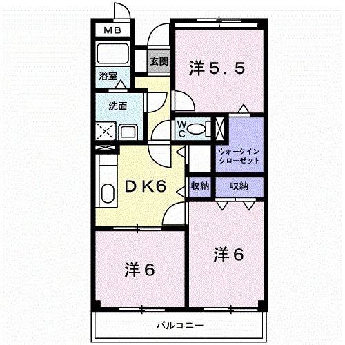 マルベル宇多津(3DK/5階)の間取り写真