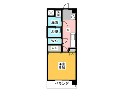 LONG BLOOM(1K/2階)の間取り写真