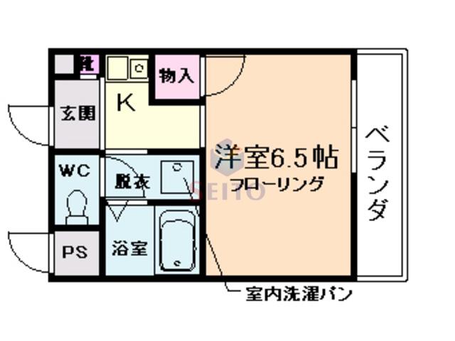 リバティーハイツ(1K/2階)の間取り写真
