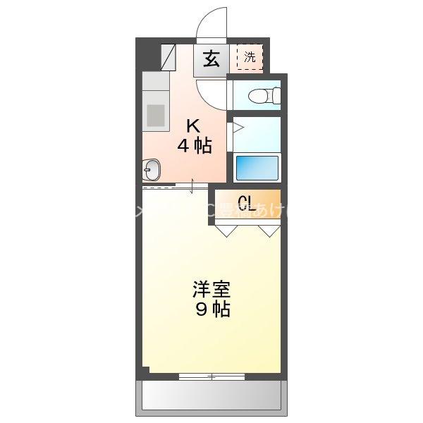 パラシオン(1K/3階)の間取り写真