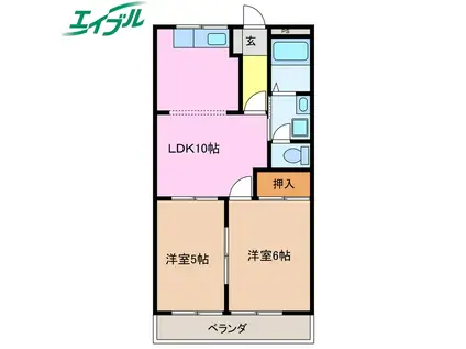 メゾンライフ(2LDK/1階)の間取り写真