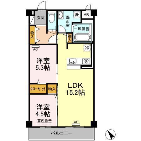 ポラリス(2LDK/3階)の間取り写真