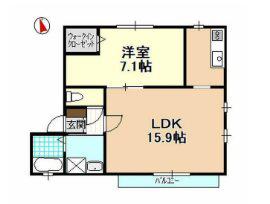 棒屋第四下池ハイツ(1LDK/1階)の間取り写真