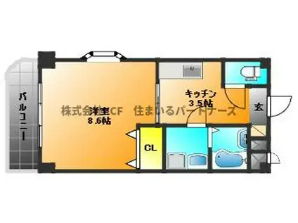 ビューカトレア(1K/2階)の間取り写真