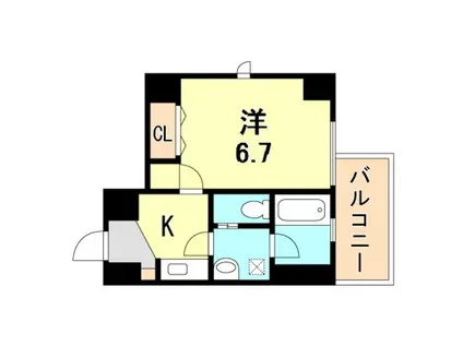 キューブコート(1K/6階)の間取り写真