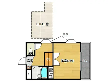 ヴィラパラディス(ワンルーム/1階)の間取り写真