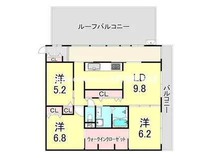 URパークタウン西武庫 19号棟(3LDK/6階)の間取り写真