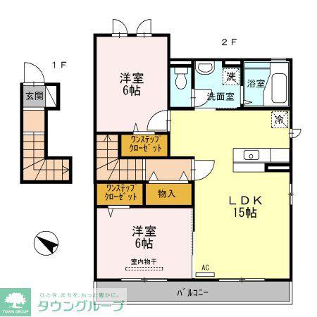 ラークB(2LDK/2階)の間取り写真