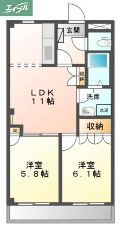 オータムめぐみ(2LDK/2階)の間取り写真