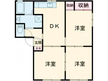 グリーンヒルズB(3DK/2階)の間取り写真