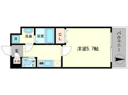 LC難波ブラン(1K/7階)の間取り写真