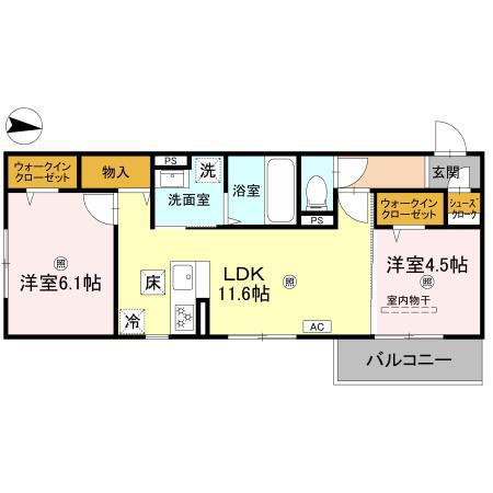 萩 II(2LDK/1階)の間取り写真