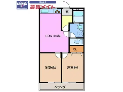 フィレンツェ津(2LDK/1階)の間取り写真