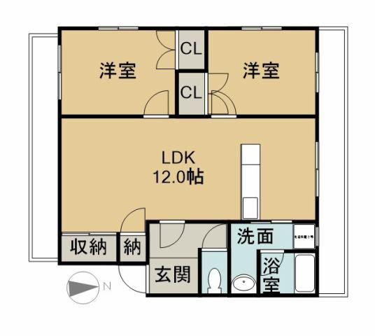 馬渕マンション(2LDK/2階)の間取り写真