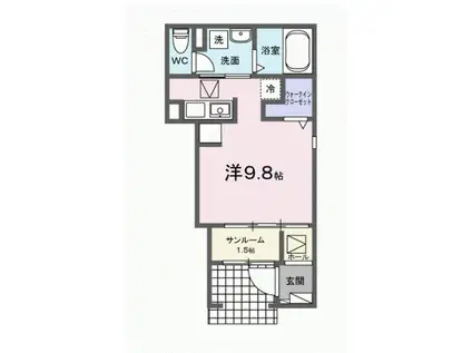 ヒカルサ豊橋東田町II(ワンルーム/1階)の間取り写真