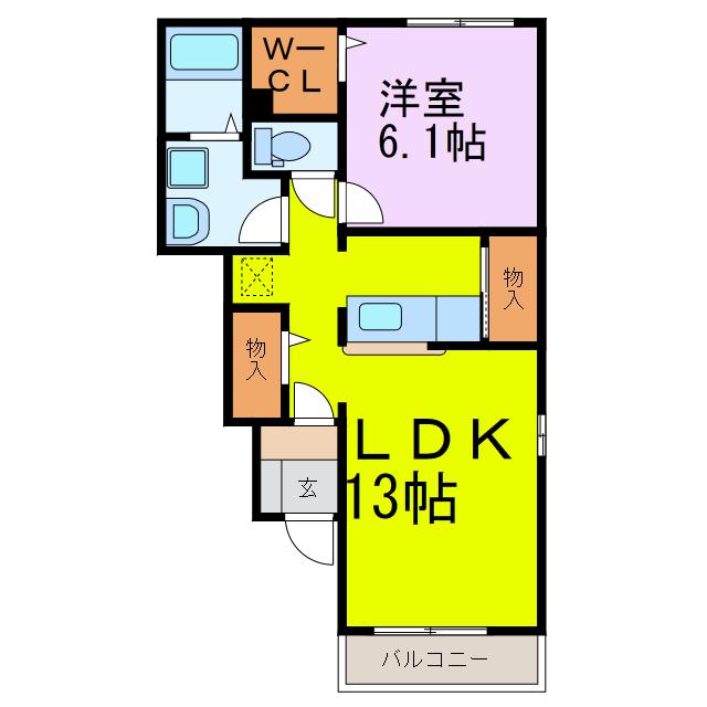 フェリオ カーサ(1LDK/1階)の間取り写真