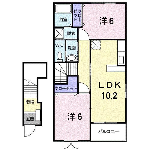 グレイスヴィラ(2LDK/2階)の間取り写真