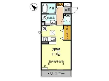 FIRSTSTAGE 上柴(ワンルーム/1階)の間取り写真