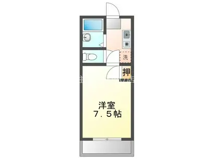 マイルーム稗田(1K/3階)の間取り写真