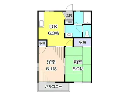 ファミールハイツ(2DK/2階)の間取り写真