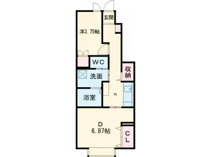 シャルム清原台(1LDK/1階)の間取り写真